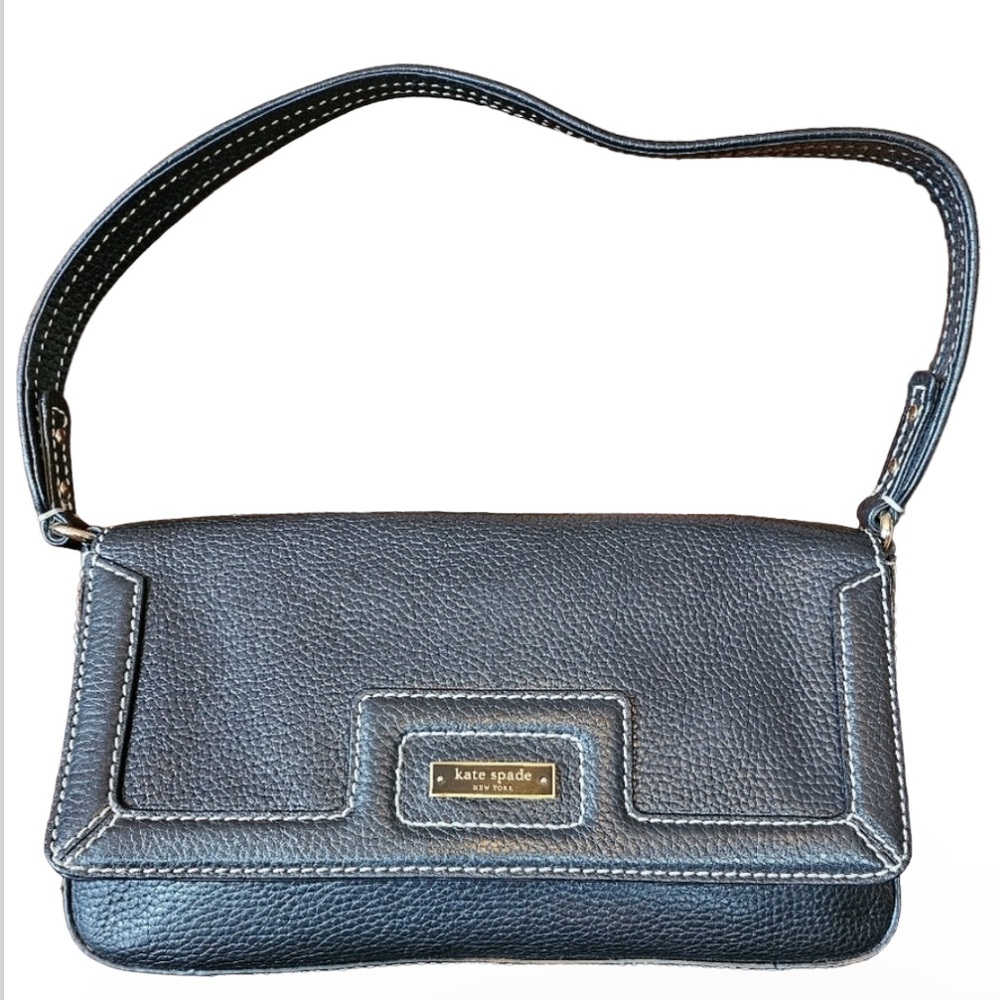 Kate Spade Black Pebble Leather & Kelly Green Inside